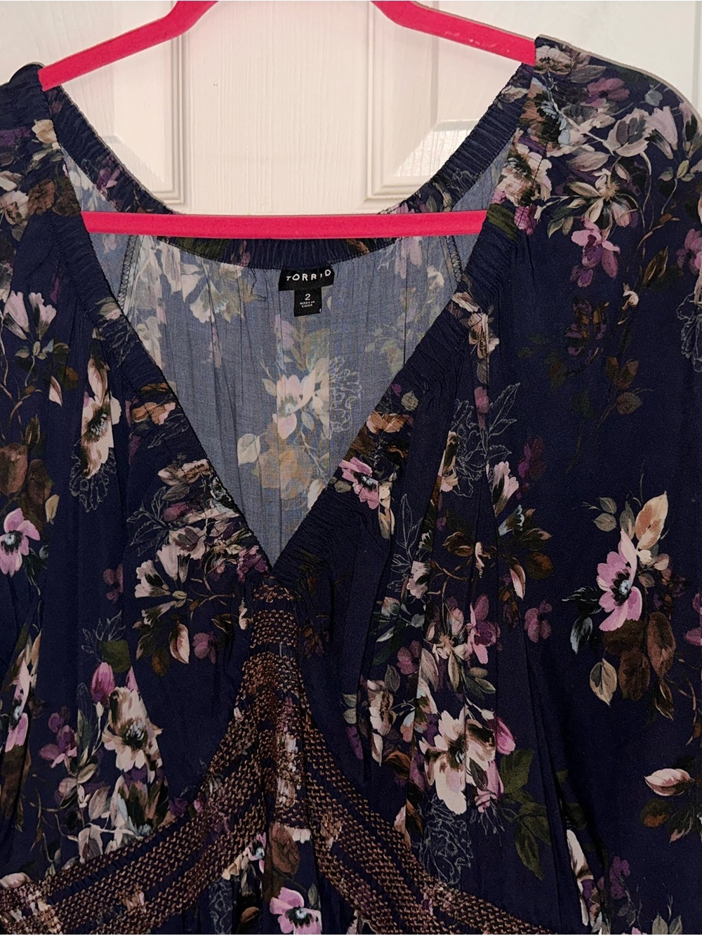 torrid Navy Floral V-Neck Peasant maxi dress